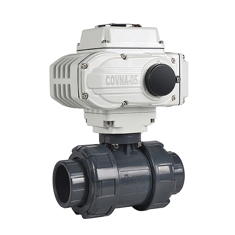 COVNA DN100 4 inch 2 Way 24V DC Motor Operated Plastic PVC True Union Ball Valve