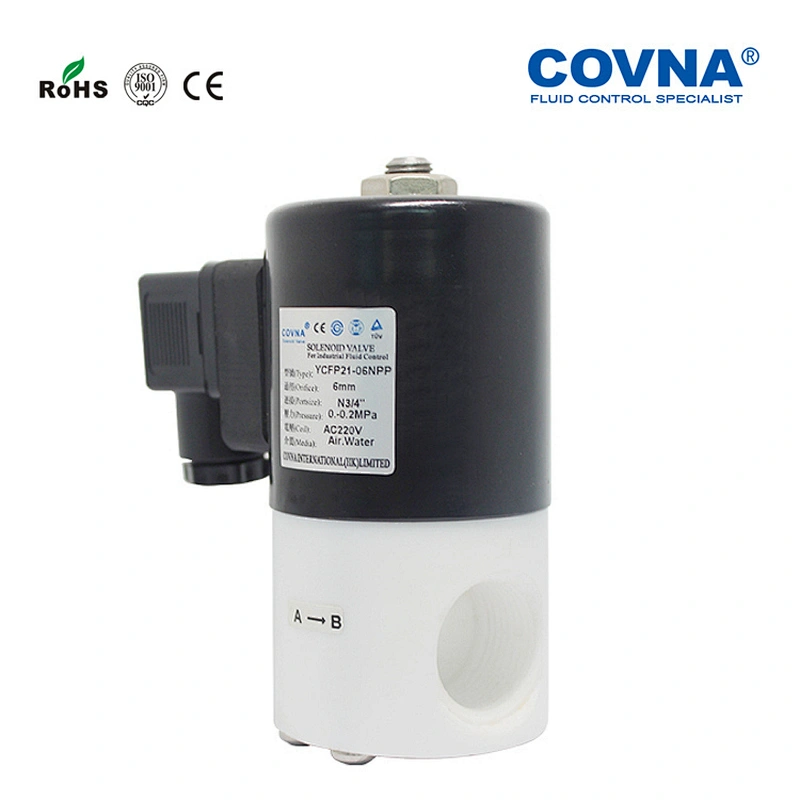 PTFE solenoid valve 12v dc for chemical strong acid, alkali