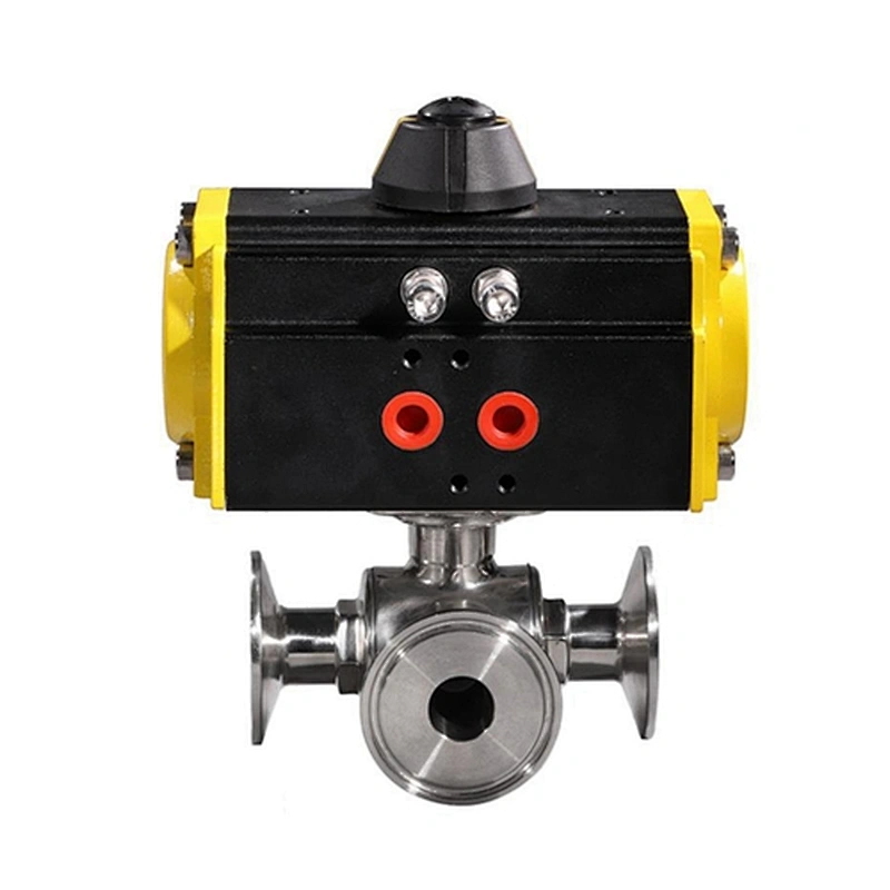 COVNA HK56-WT 3/4inch 3 Way  Double acting 304 Stainless Steel sanitary Pneumatic Actuated Ball Valve