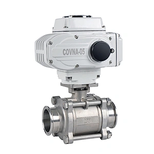 COVNA DN40 1.5 inch 2 Way 3PC 1000 WOG 12V DC 316 Stainless Steel Electric Actuated Ball Valve