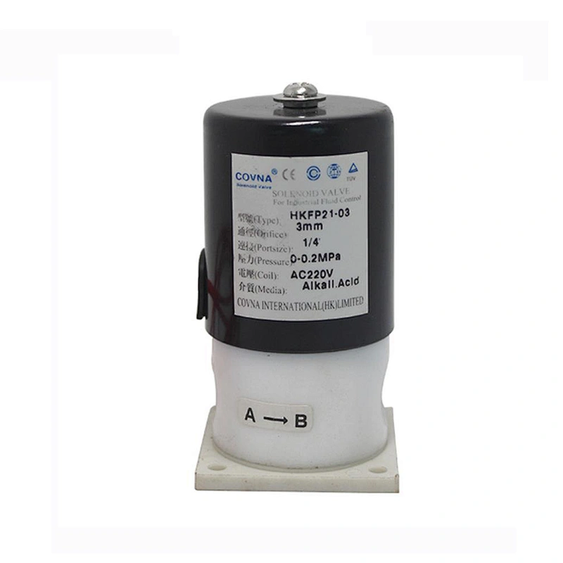 COVNA 2 Way 24VDC Normally Closed Corrosion Resistant PTFE Solenoid Valve for Chemicals