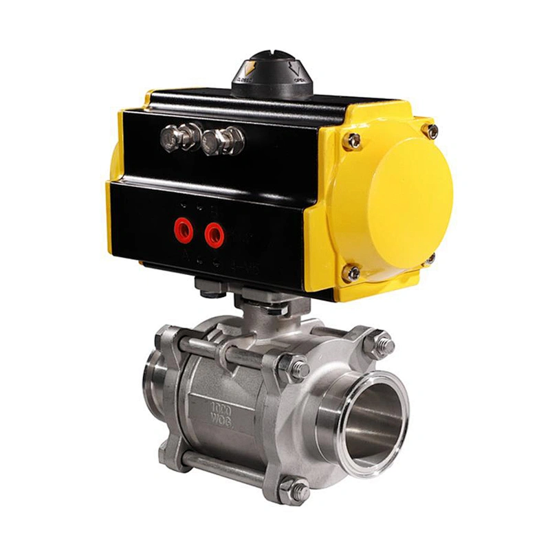 1/2 inch 2 Way 3PC 1000WOG Tri Clamp Stainless Steel Spring Return Pneumatic Actuator Ball Valve