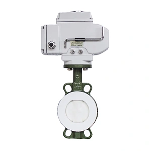 COVNA DN150 PN16 6 inch 12V DC PTFE Lined Wafer Type Cast Steel Motorized Butterfly Valve