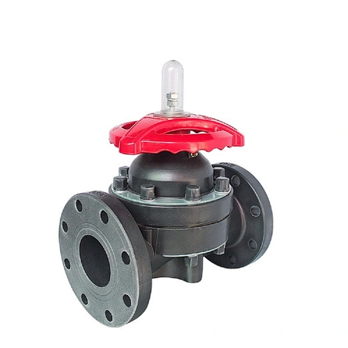 Handwheel Corrosive Medium  PTFE Lined 2 way Flange  Rubber Diaphragm Valve
