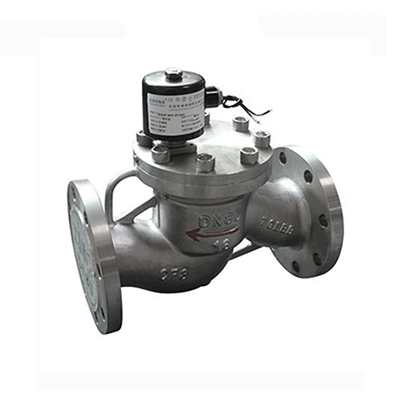 Pilot Operated 12V DC Stainless Steel Flange Gas Air Solenoid Valve