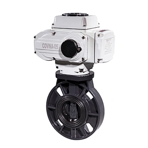 COVNA DN150 6 inch EPDM Rubber Seat Flange Type 110V AC Modulating Electric Actuator PVC Plastic Butterfly Valve