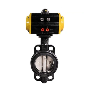 4 inch Cast Iron Wafer Connection Industrial Pneumatic Actuator Butterfly Valve