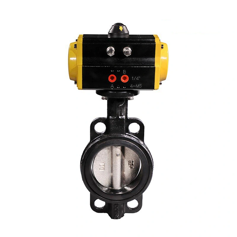 4 inch Cast Iron Wafer Connection Industrial Pneumatic Actuator Butterfly Valve