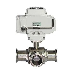 2 inch 4 inches 3 Way Ball Valves Stainless Steel Sanitary Motorized Ball Valve 12V