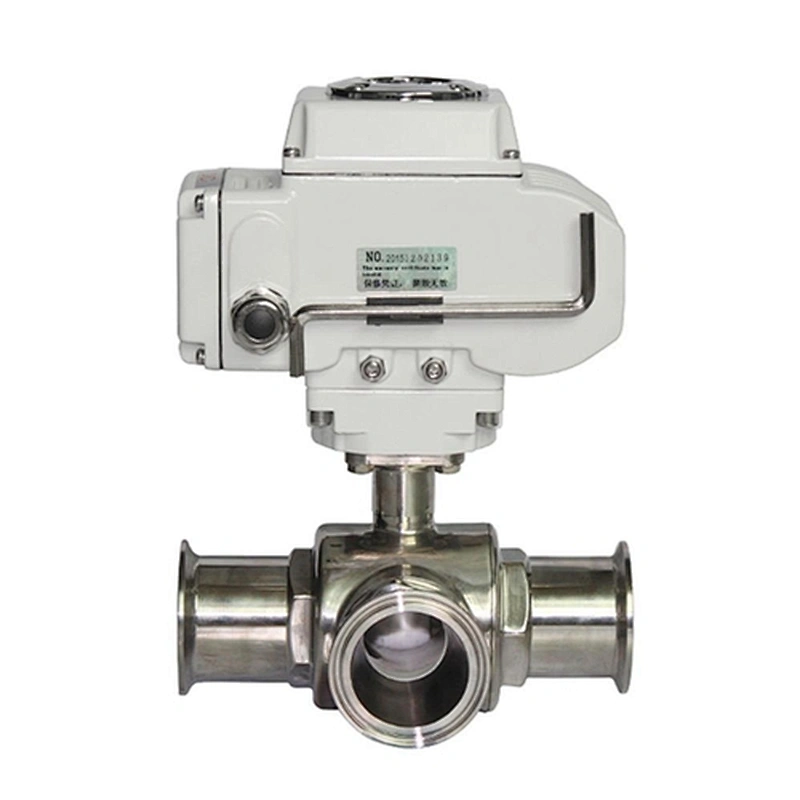 2 inch 4 inches 3 Way Ball Valves Stainless Steel Sanitary Motorized Ball Valve 12V
