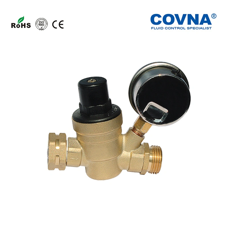 Union type lead free Brass pressure regulator with gauge