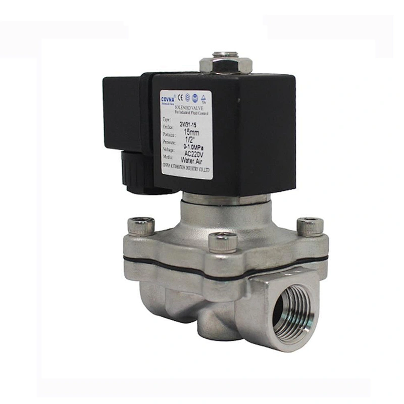 COVNA DN50 2 inch 2 Way 12V DC Normally Closed Stainless Steel Low Pressure Water Solenoid Valve