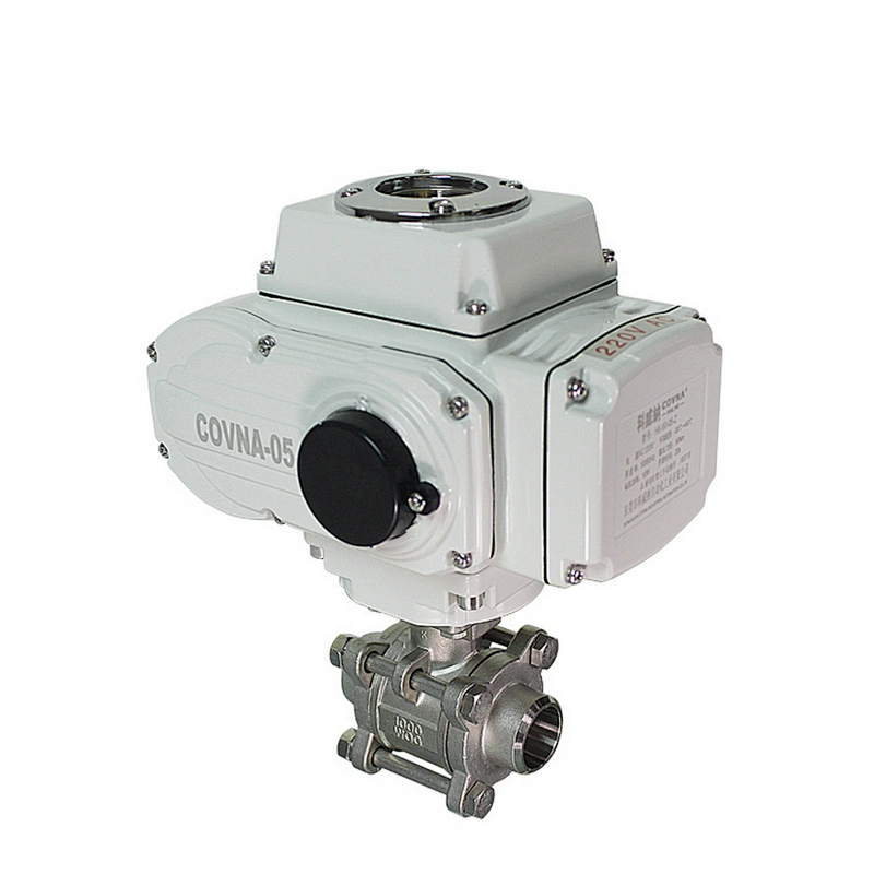 COVNA DN50 2 inch 2 Way 3PCS 1000 WOG 24V DC 304 Stainless Steel Electric Actuated Full Welded Ball Valve