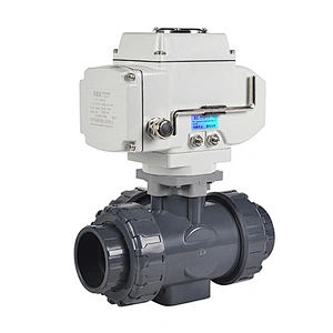 COVNA 1 inch 3 Way L Port 24 Volt Electric Actuator CPVC Plastic True Union Ball Valve