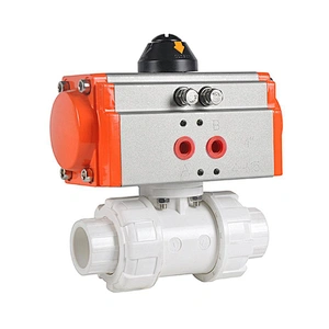 Air Actuator True Union PVC Plastic 2 Ways Pneumatic Control Ball Valve