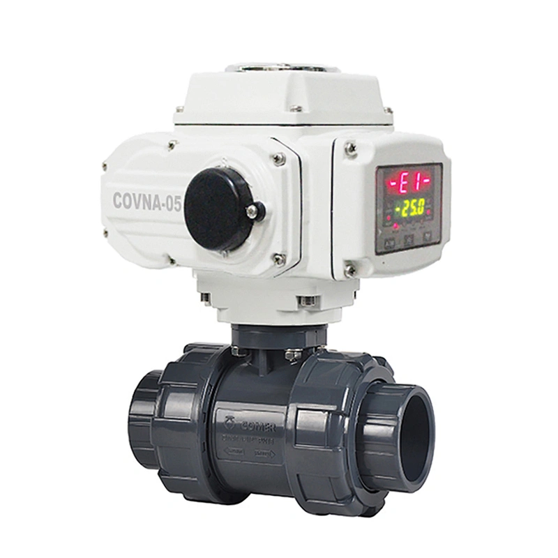 COVNA DN100 4 inch 2 Way 24V DC Motor Operated Plastic PVC True Union Ball Valve