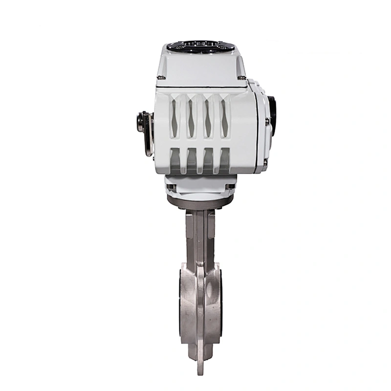 COVNA DN150 6 inch PN16 PTFE Seat Wafer Type 316 Stainless Steel 24VDC Three Phrase Modulating Electric Actuator Butterfly Valve