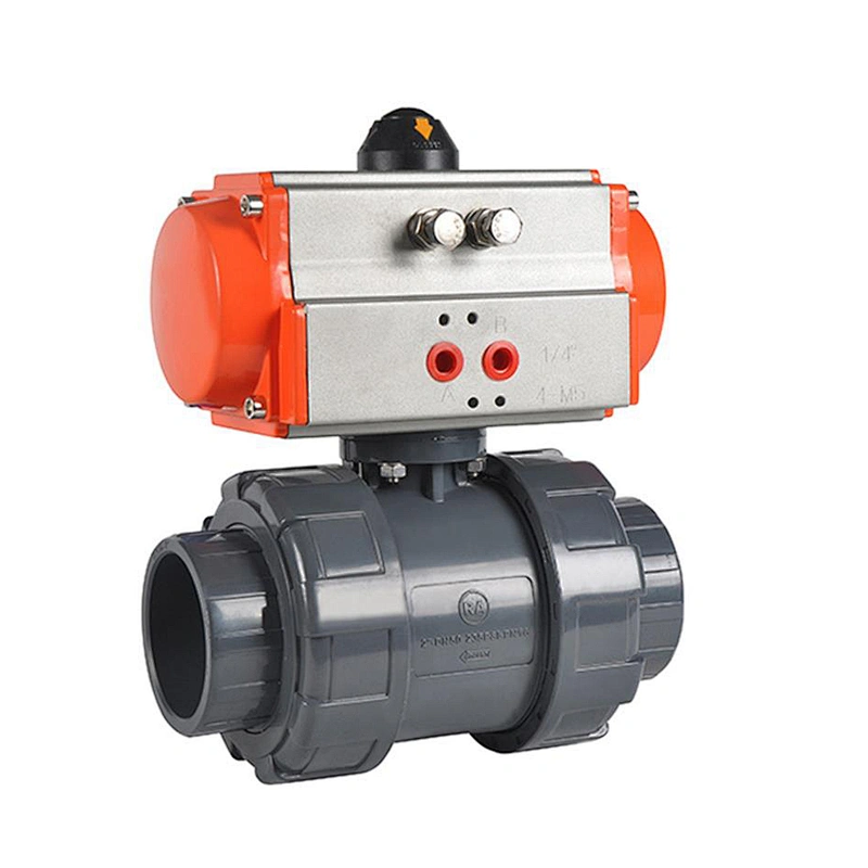 Air Actuator True Union PVC Plastic 2 Ways Pneumatic Control Ball Valve