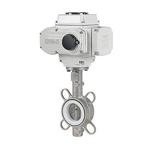 COVNA DN100 4 inch PN16 24VAC PTFE Seat Wafer Type 304 Stainless Steel Motor Operated Butterfly Valve