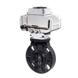 DN50 AC220V Electric Plastic UPVC flange butterfly valve