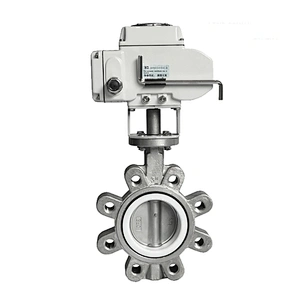 COVNA 12V DC 220VAC ANSI Class 300 PTFE Lined Lug Type Stainless Steel Motorized Butterfly Valve