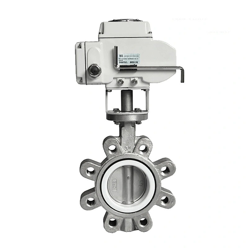 COVNA 12V DC 220VAC ANSI Class 300 PTFE Lined Lug Type Stainless Steel Motorized Butterfly Valve