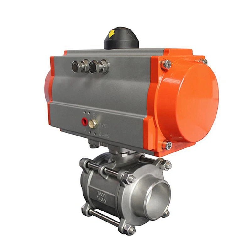 3PC 100mm Stainless Steel Pneumatic Actuator Fully Welded Ball Valve