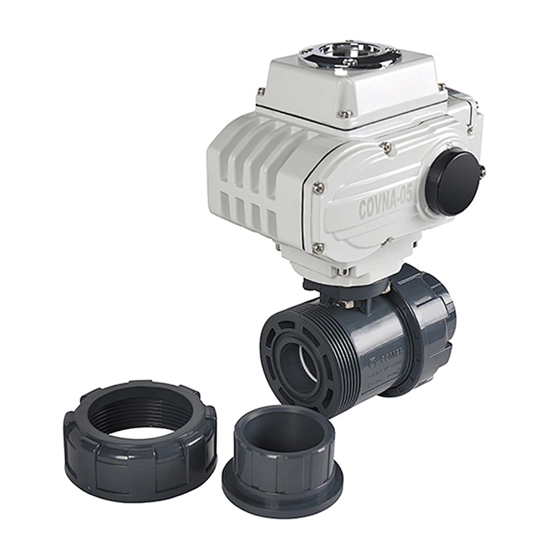 COVNA 2 Way Full Port12V 24V DC Motor Operated CPVC Plastic True Union Ball Valve