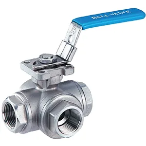 DN15 CF8M Stainless Steel 1000WOG NPT Thread T/L port Flow Direction 3 way Ball Valve