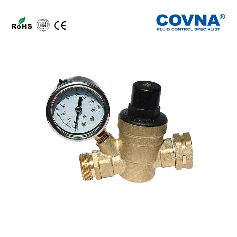 Union type lead free Brass pressure regulator with gauge