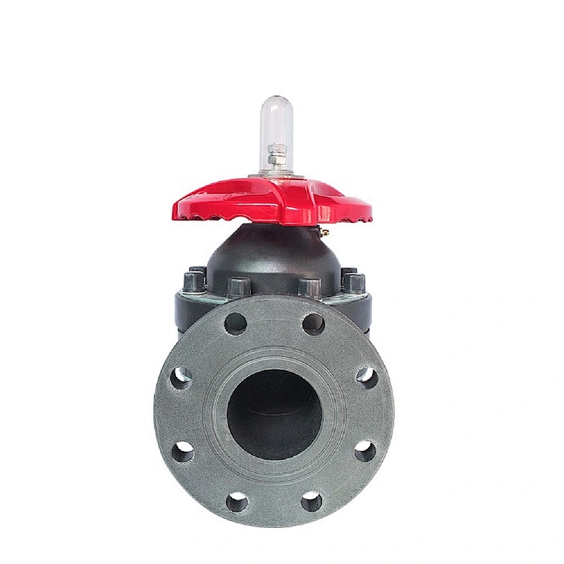 Handwheel Corrosive Medium  PTFE Lined 2 way Flange  Rubber Diaphragm Valve