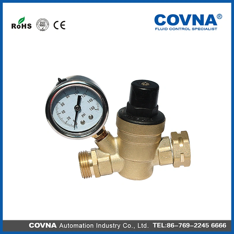 Brass Water Pressure Reducing Valve with Gauge