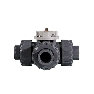 COVNA DN50 2 inch 3 Way T Port 220V AC PVC True Union Ball Valve with On Off Electric Actuator