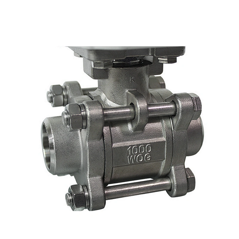 COVNA DN50 2 inch 2 Way 3PCS 1000 WOG 24V DC 304 Stainless Steel Electric Actuated Full Welded Ball Valve