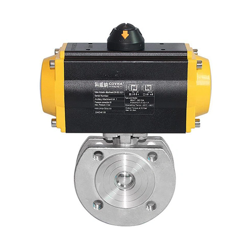 COVNA DN50 1.5 inch Italy Wafer Type Flanged SS304 Double Acting Pneumatic Actuator Ball Valve