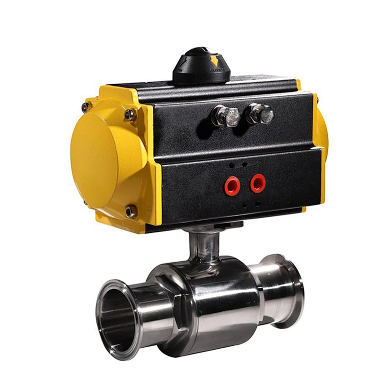 DN25 Double Acting 2 Way Tri Clamp Sanitary Food Grade Stainless Steel Water Pneumatic Actuator Ball Valve