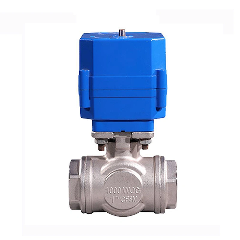 CWX-15N Series DN15 1/2 inch 3 Way T Port 12V DC Stainless Steel Electric Water Flow Control Ball Valve