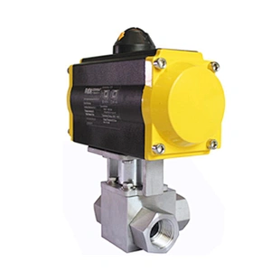 COVNA DN25 1 inch 3 Way L Port 3000 PSI High Pressure 304 Stainless Steel Ball Valve with Pneumatic Actuator