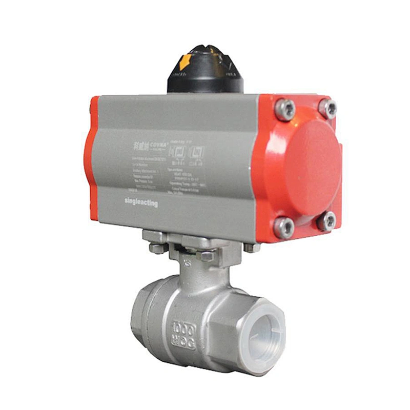 COVNA DN15 1/2 inch 2 Way Female Thread 316 Stainless Steel Double Acting Pneumatic Actuator Ball Valve