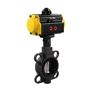 4 inch Cast Iron Wafer Connection Industrial Pneumatic Actuator Butterfly Valve