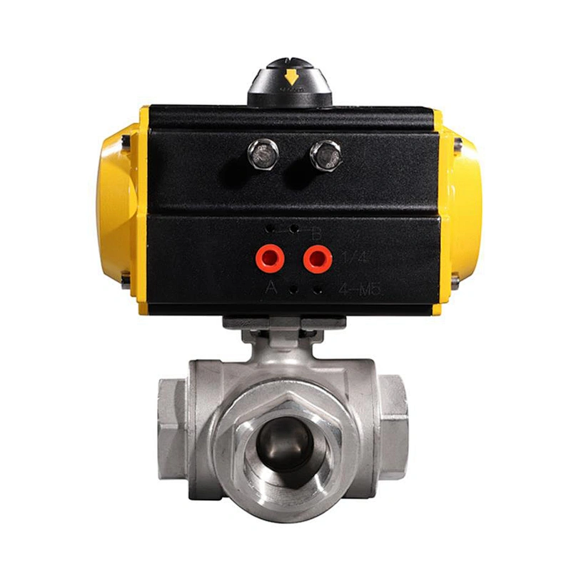 Double Acting Air Steam Flow Control 3 Way Ball Valve with Pneumatic Actuator