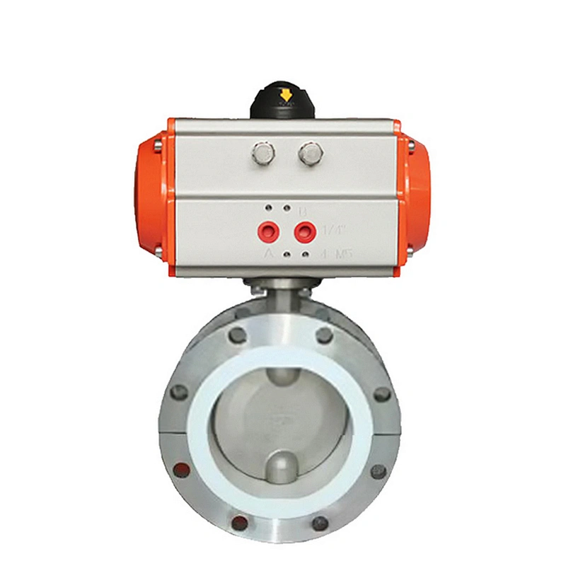 Double Flange Type Air Control Stainless Steel Pneumatic Actuator Butterfly Valve