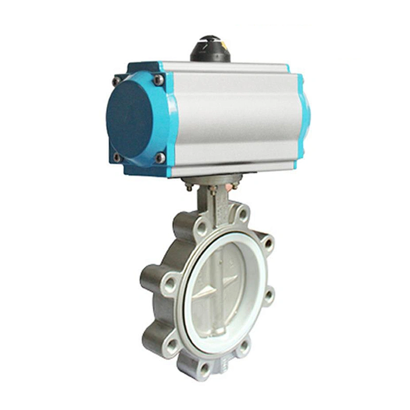 COVNA DN50 2 inch PTFE Lined Semi Lug Style Stainless Steel Pneumatic Actuated Butterfly Valve with Positioner