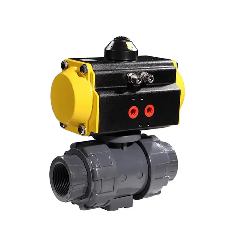 Air Actuator True Union PVC Plastic 2 Ways Pneumatic Control Ball Valve