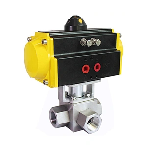 COVNA High Pressure Flow Control 3 Way Automatic Pneumatic Actuated Ball Valve