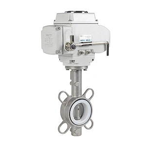 COVNA DN100 4 inch PN16 24VAC PTFE Seat Wafer Type 304 Stainless Steel Motor Operated Butterfly Valve