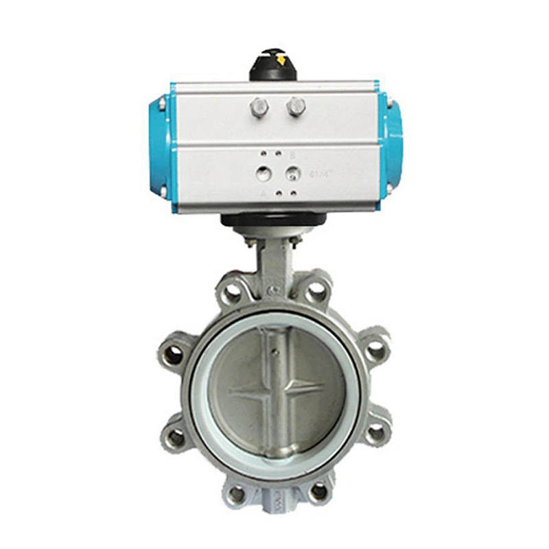 COVNA DN50 2 inch PTFE Lined Semi Lug Style Stainless Steel Pneumatic Actuated Butterfly Valve with Positioner