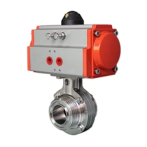 COVNA DN40 1.5 inch Viton Seat External Screw Type Thread End SS304 Pneumatic Actuated Sanitary Butterfly Valve