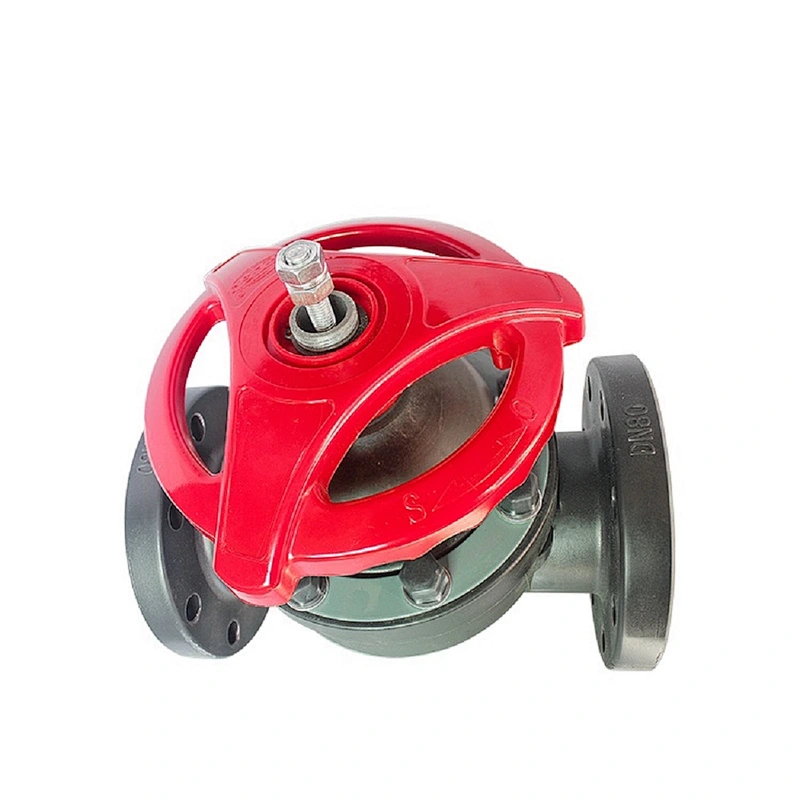 Handwheel Corrosive Medium  PTFE Lined 2 way Flange  Rubber Diaphragm Valve