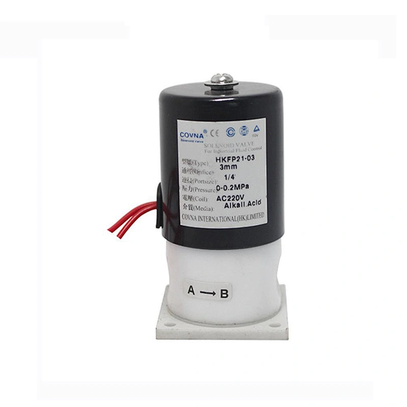 COVNA 2 Way 24VDC Normally Closed Corrosion Resistant PTFE Solenoid Valve for Chemicals